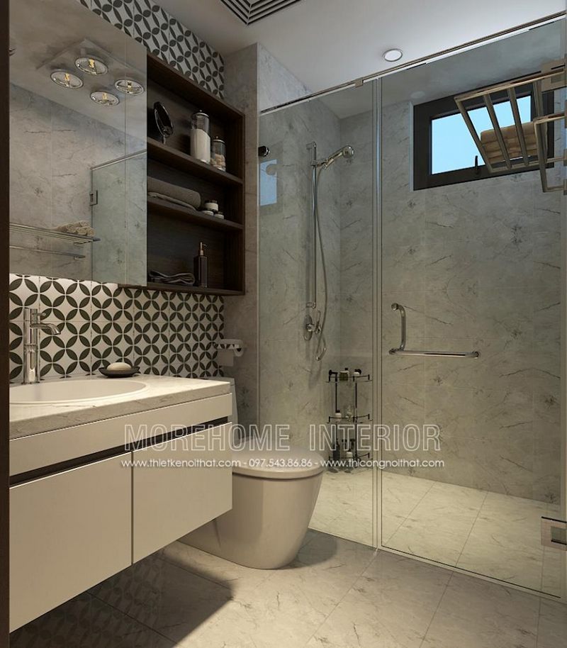 Thiết kế nhà tắm, phòng vệ sinh chung cư ngoại giao đoàn bắc từ liêm hà nội