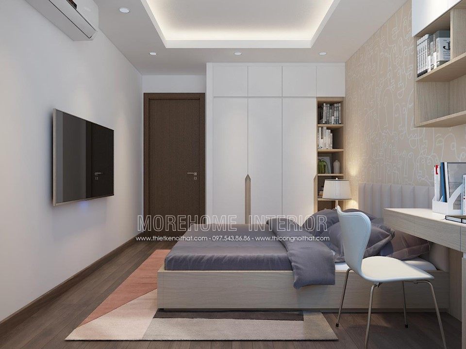 Thiết kế nội thất phòng ngủ chung cư ngoại giao đoàn bắc từ liêm hà nội