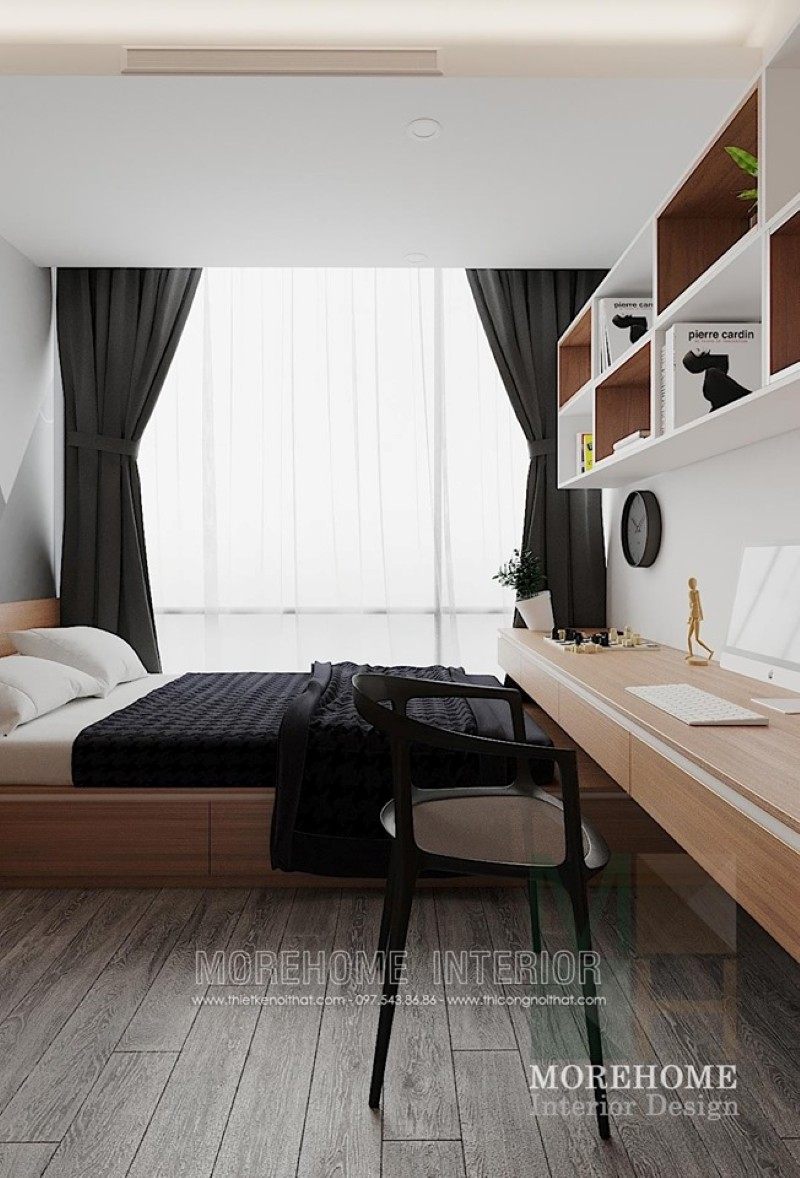 Thiết kế nội thất phòng ngủ chung cư vinhomes skylake phạm hùng