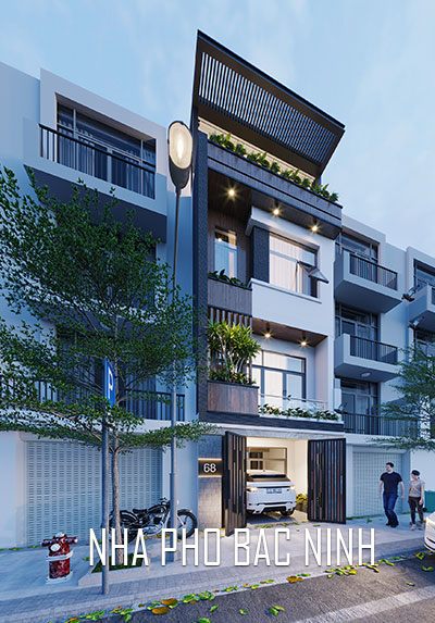 Thiết kế kiến trúc mặt tiền nhà phố 3 tầng hiện đại, sang trọng tại Bắc Ninh