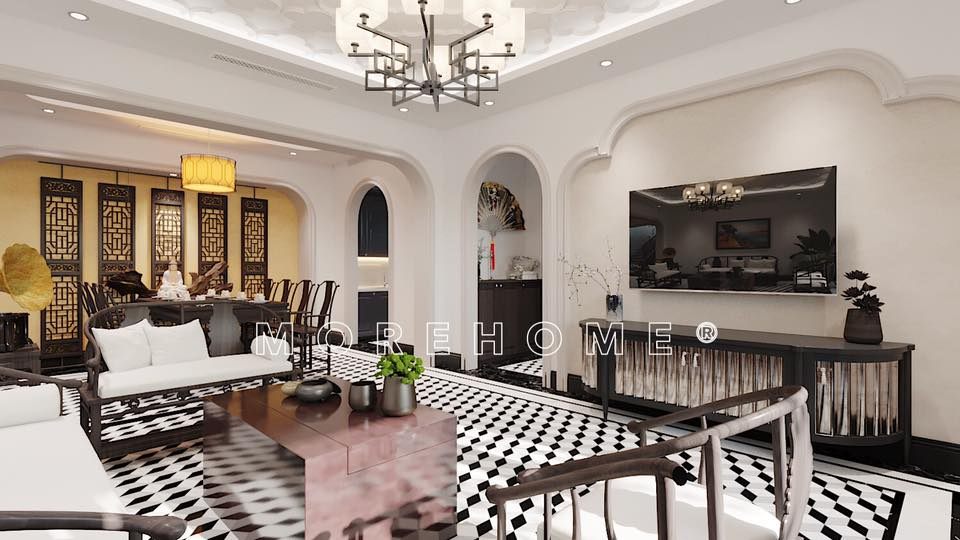 Thiết kế nội thất nhà phong cách á đông
