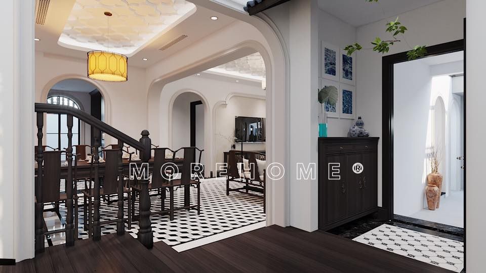 Thiết kế nội thất nhà phong cách á đông