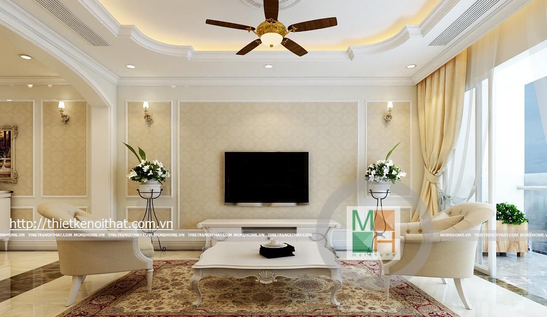 Thiết kế nội thất căn hộ chung cư Mandarin Garden đậm phong cách tân cổ điển - Chị Xuân Dung