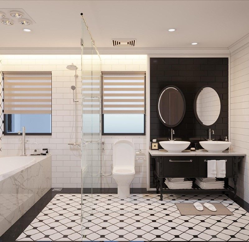 Thiết kế nội thất nhà tắm, phòng vệ sinh biệt thự Gamuda Hoàng Mai Hà Nội
