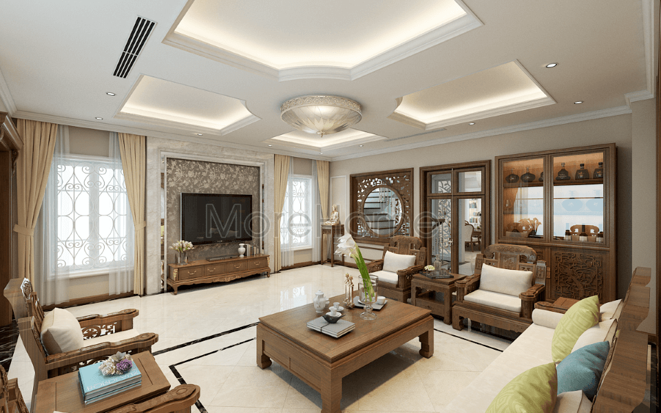 Thiết kế nội thất phòng khách biệt thự Riverside Nguyễn Duy Trinh