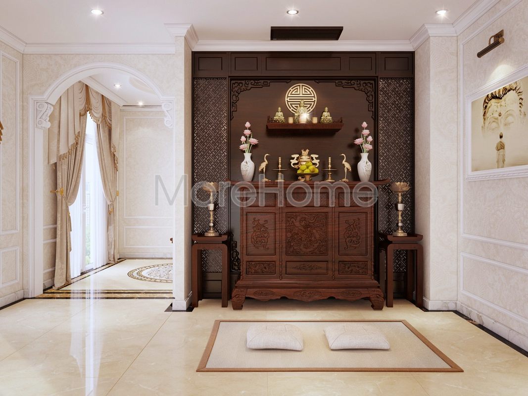 Thiết kế nội thất phòng thờ biệt thự Phan Thiết