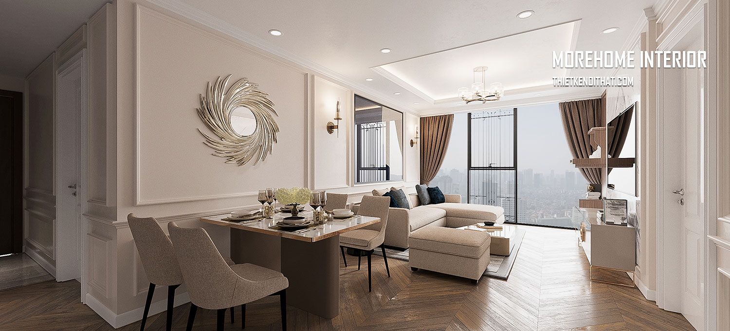 Phong cách đương đại sang trọng trong thiết kế nội thất căn hộ Hà Nội.