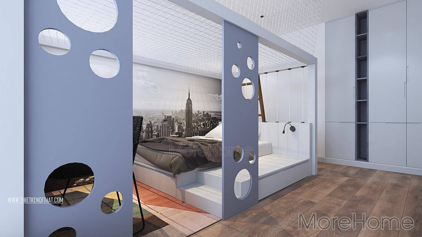 Thiết kế nội thất phòng ngủ chung cư green bay nam từ liêm hà nội