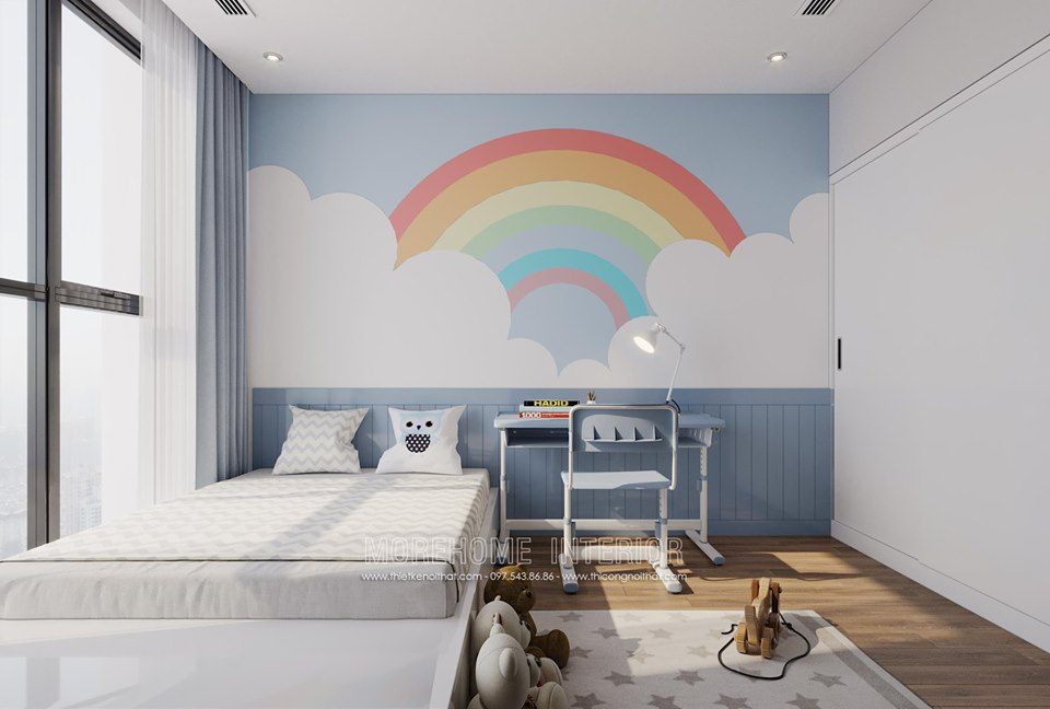 Thiết kế nội thất phòng ngủ trẻ em chung cư vinhomes skylake phạm hùng