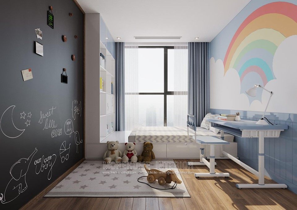 Thiết kế nội thất phòng ngủ trẻ em chung cư vinhomes skylake phạm hùng