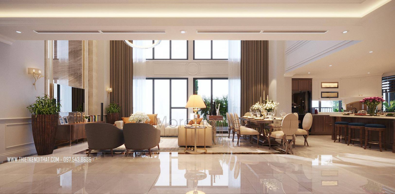 Thiết kế nội thất căn hộ Duplex hiện đại, đẹp, cao cấp tại Thanh Xuân Complex