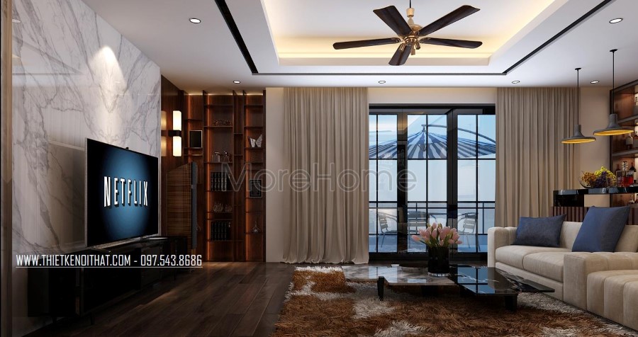 Thiết kế nội thất gỗ óc chó hiện đại