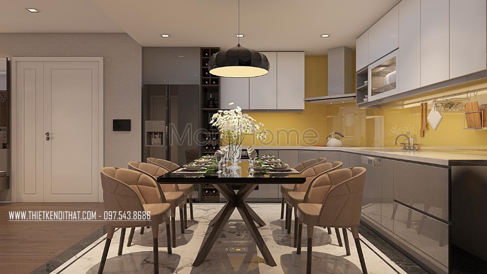 Thiết kế nội thất phòng ăn chung cư hiện đại Imperia Garden
