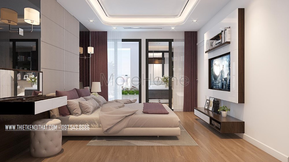 Thiết kế nội thất phòng ngủ chung cư hiện đại Imperia Garden