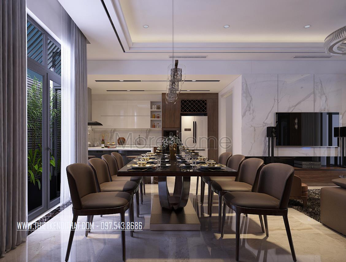Thiết kế nội thất phòng ăn nhà liền kề Đại Kim