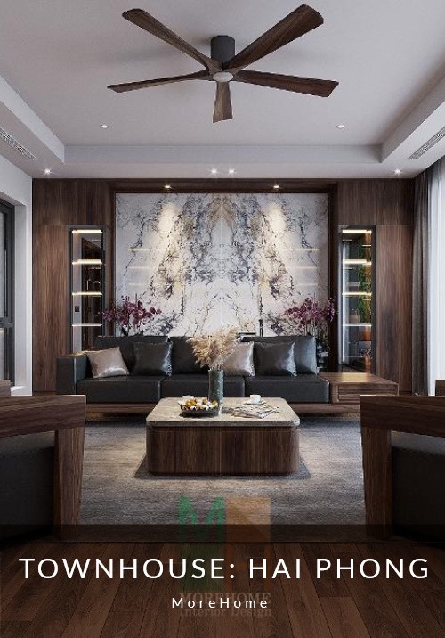 Thiết kế nội thất nhà lô phố 4 tầng ấn tượng với gỗ óc chó cao cấp tại Hải Phòng