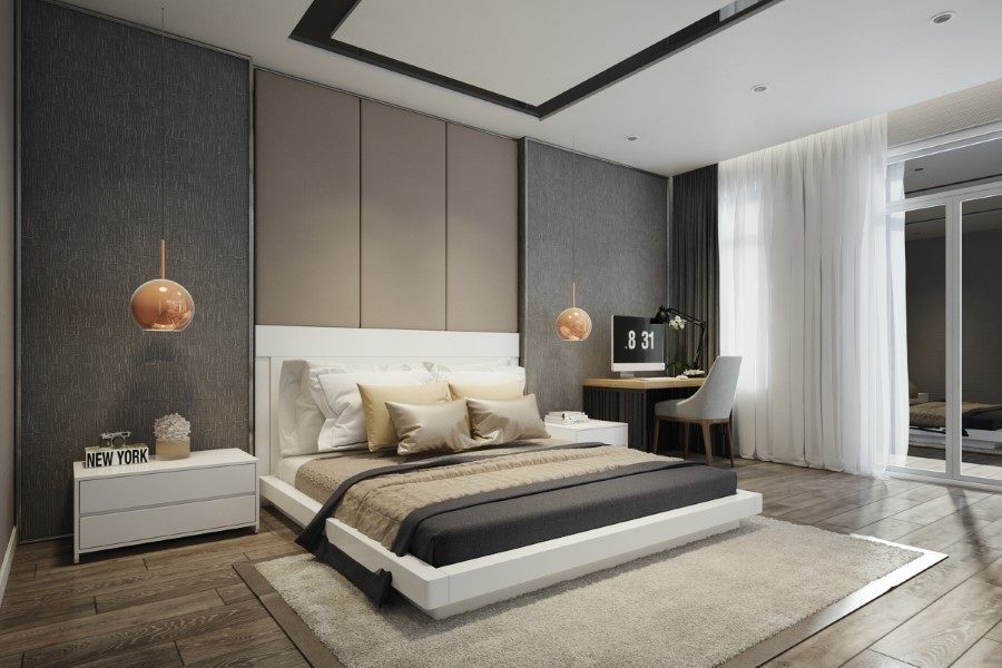 Thiết kế nội thất phòng ngủ nhà phố Quận 8 tphcm hiện đại