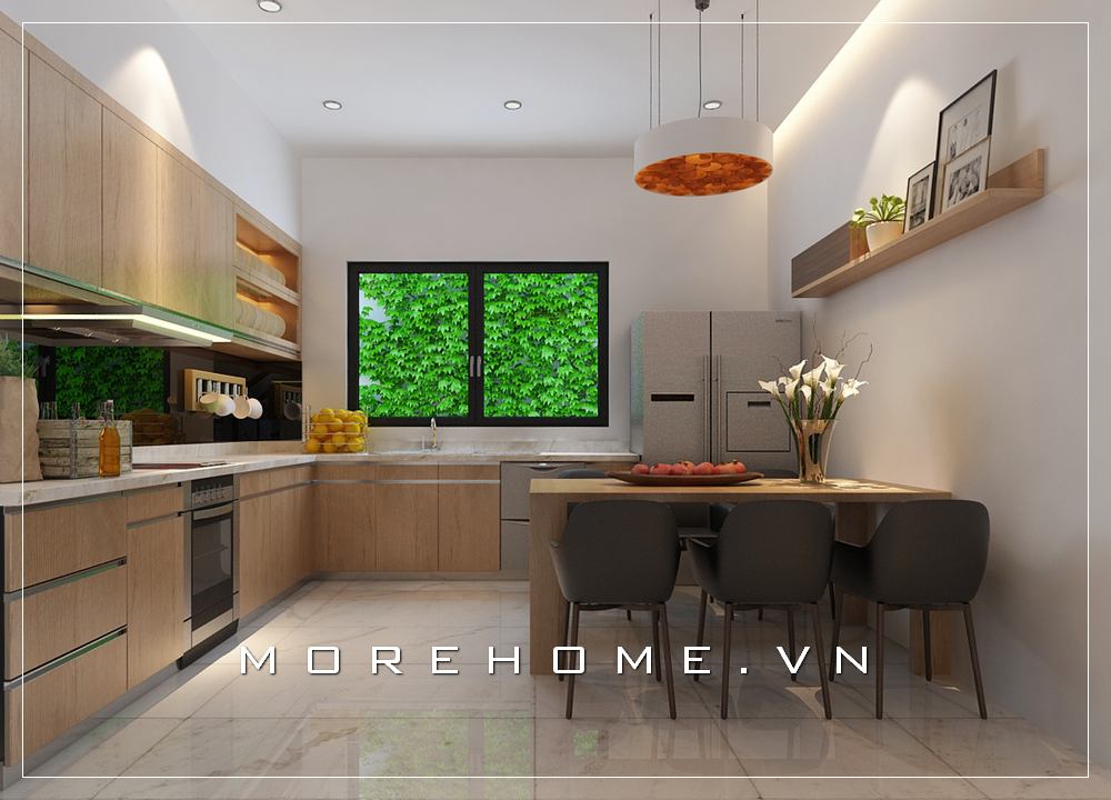 Thiết kế nội thất phòng bếp kèm bàn ăn