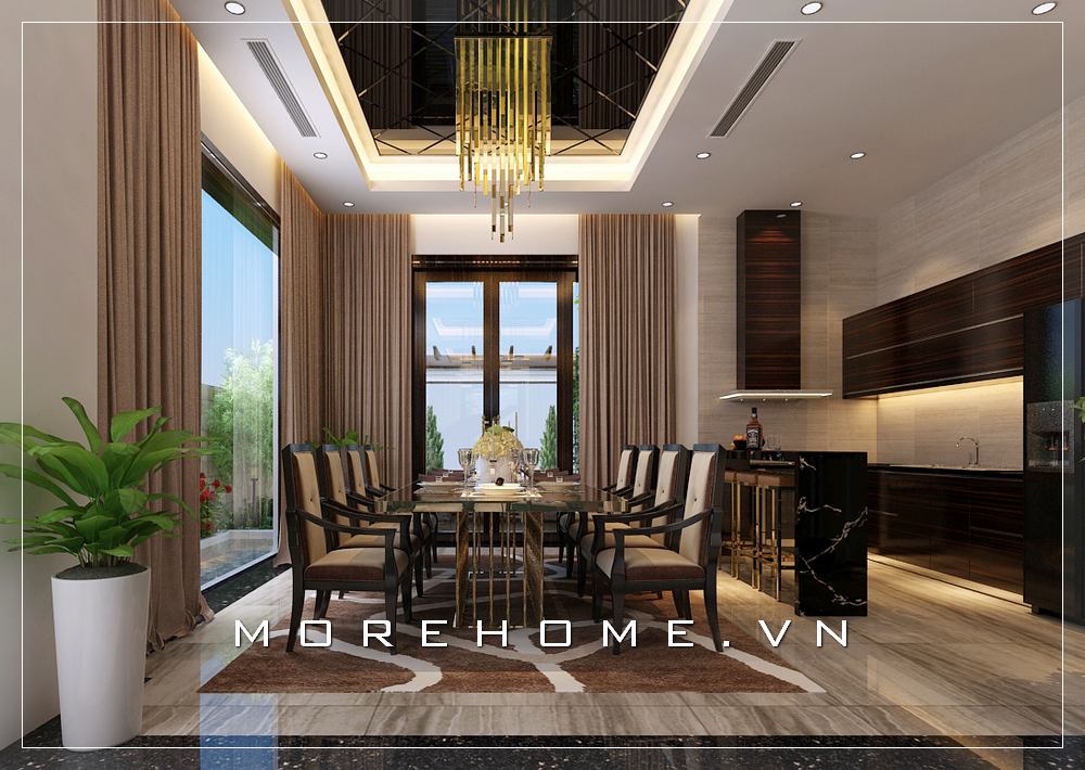 Thiết kế nội thất phòng bếp kèm bàn ăn