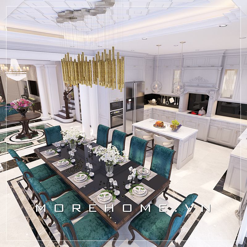 Thiết kế nội thất phòng bếp và phòng ăn đẹp, ấn tượng