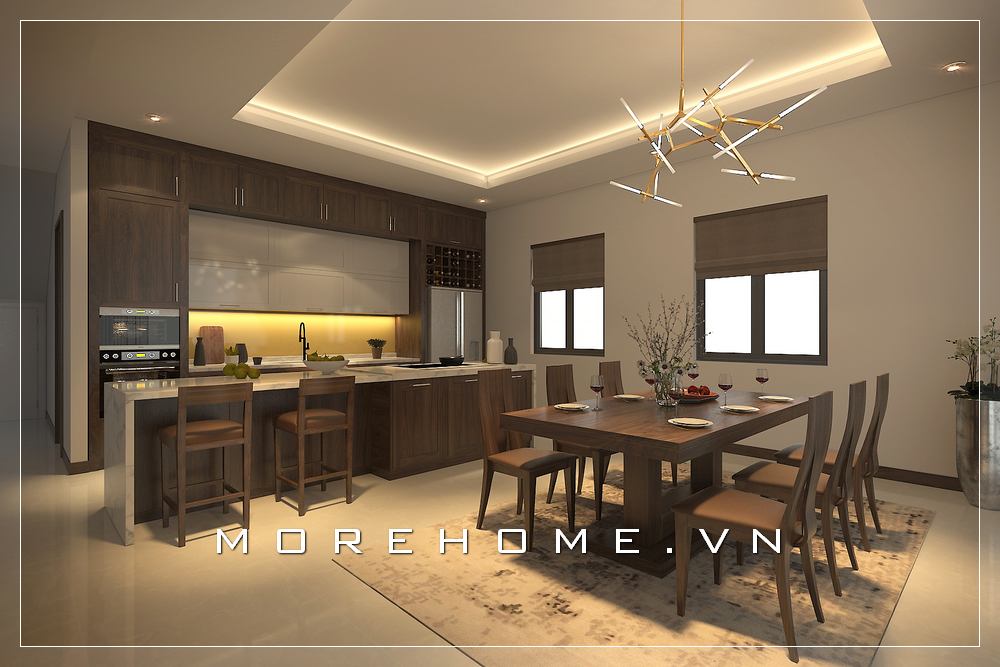 Thiết kế nội thất phòng bếp và phòng ăn đẹp, ấn tượng