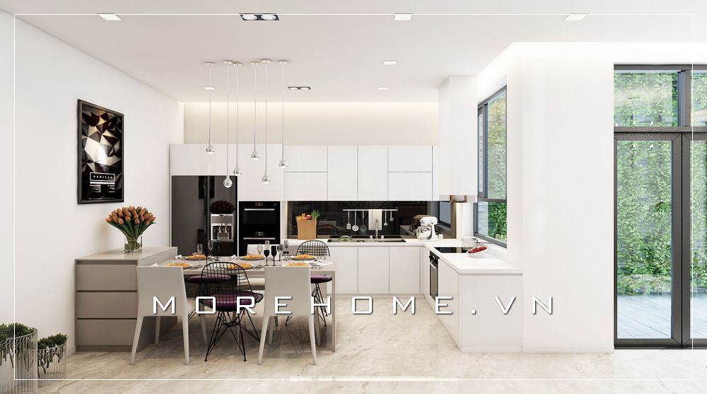 Thiết kế nội thất phòng bếp và phòng ăn đẹp, ấn tượng