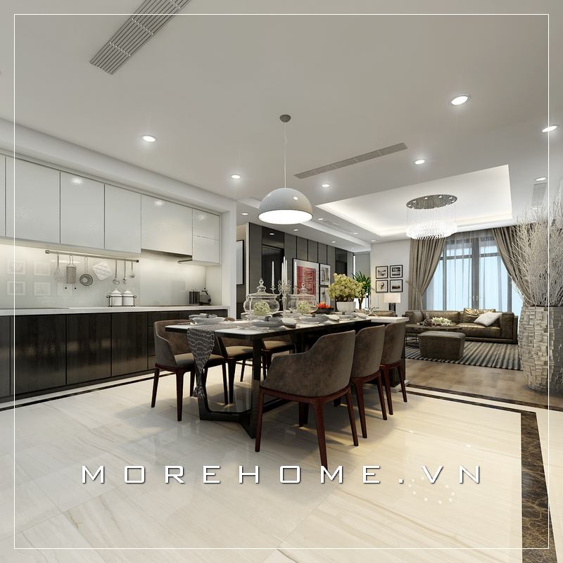 Thiết kế nội thất phòng bếp và phòng ăn đẹp, ấn tượng