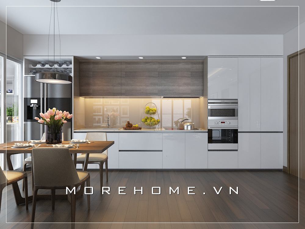 Thiết kế nội thất phòng ăn cạnh bếp hiện đại