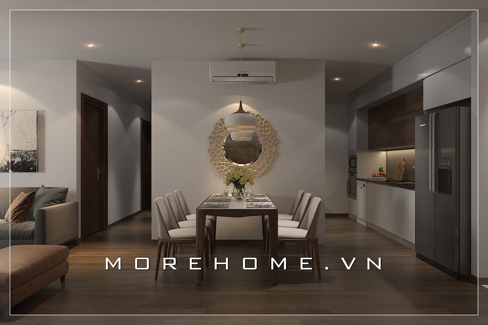 Thiết kế nội thất phòng ăn cạnh bếp hiện đại