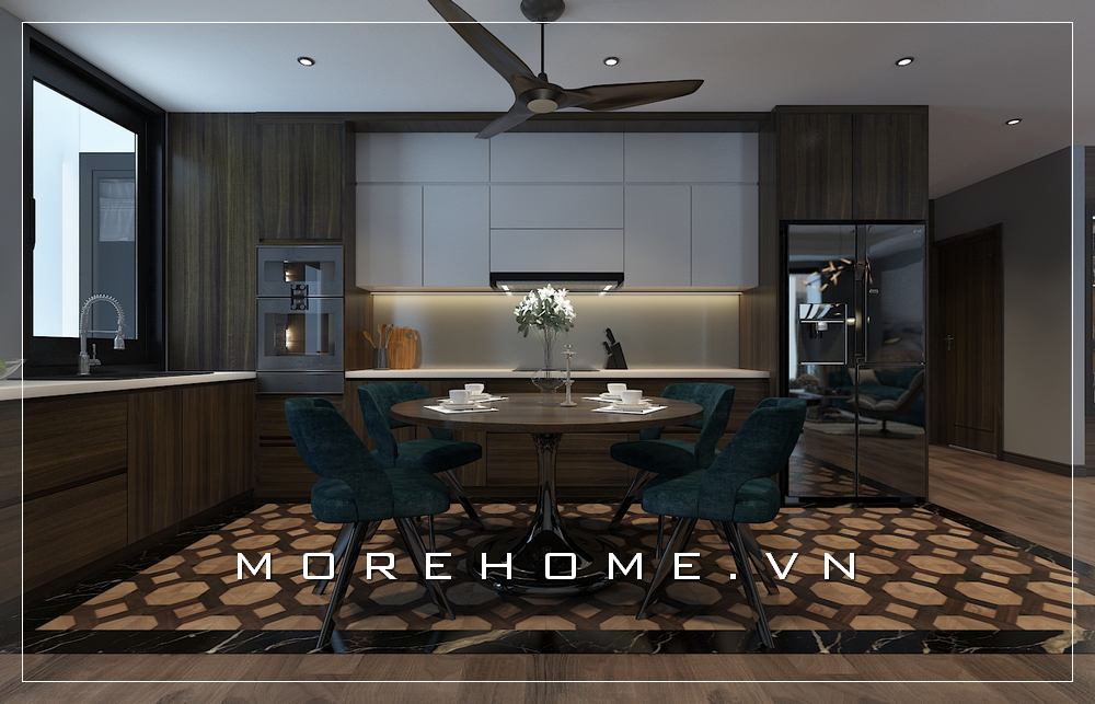Thiết kế nội thất phòng ăn cạnh bếp hiện đại