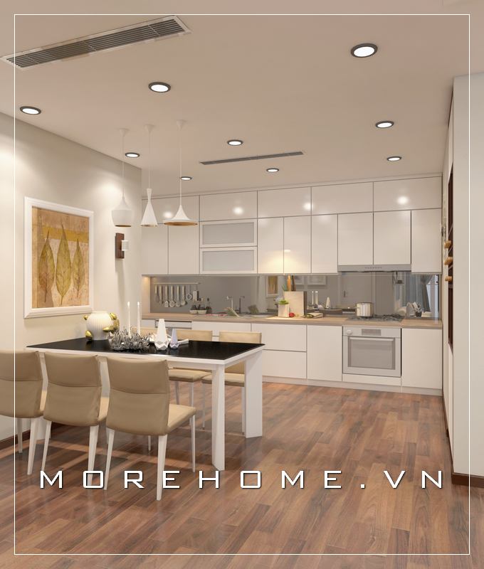 Thiết kế nội thất phòng ăn cạnh bếp hiện đại