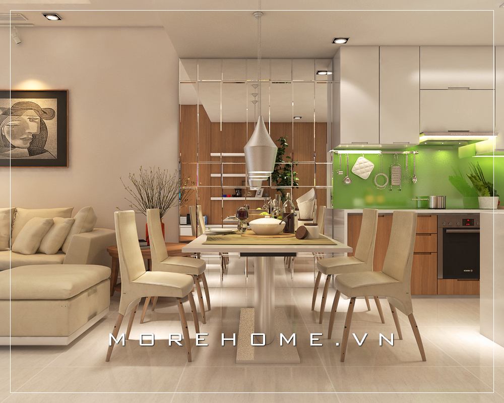 Thiết kế nội thất phòng ăn cạnh bếp hiện đại