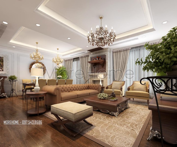Thiết kế nội thất căn hộ chung cư Royal City tân cổ điển