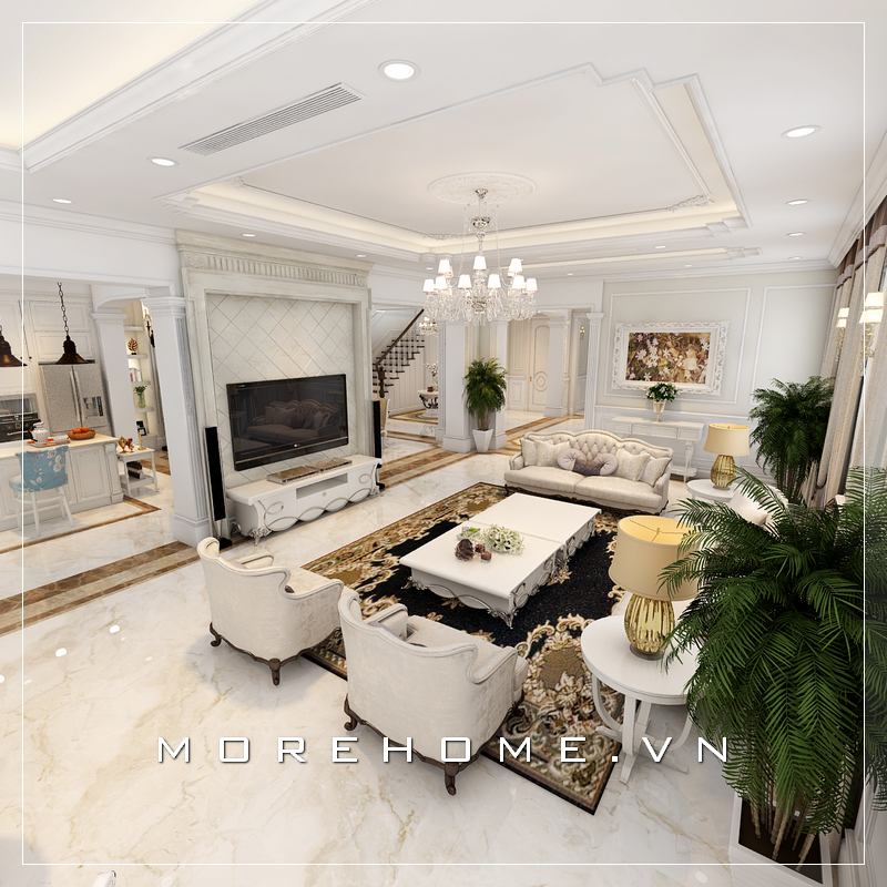 Thiết kế phòng khách tân cổ điển