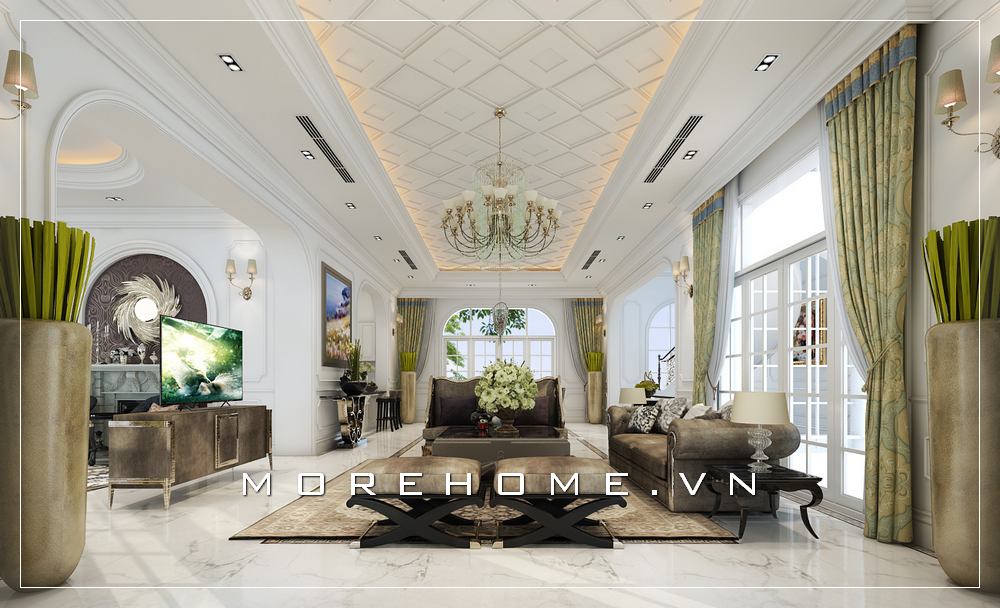 Thiết kế phòng khách tân cổ điển