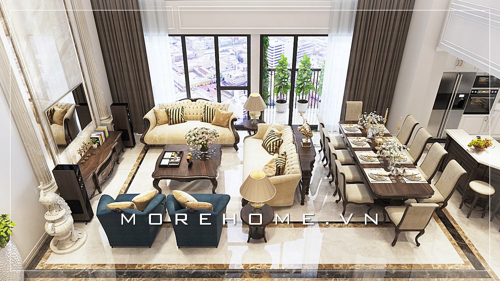 Thiết kế phòng khách tân cổ điển