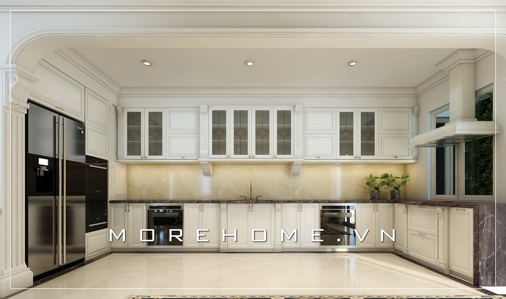 Tủ bếp gỗ sang trọng, tiện nghi