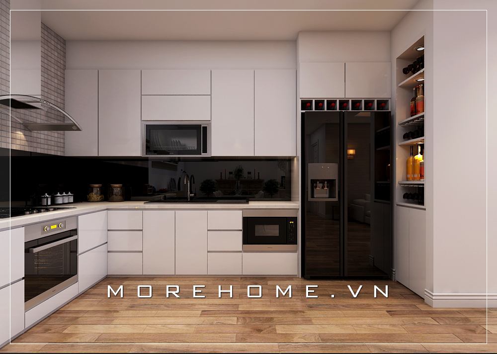 Tủ bếp gỗ sang trọng, tiện nghi