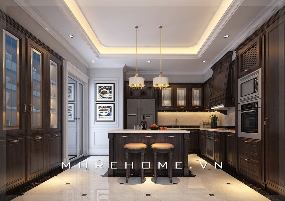 Tủ bếp gỗ sang trọng, tiện nghi