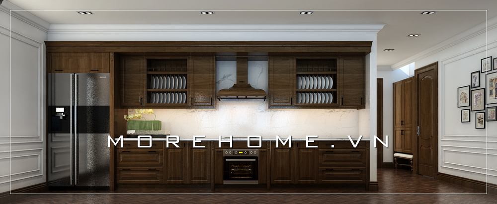 Tủ bếp gỗ sang trọng, tiện nghi
