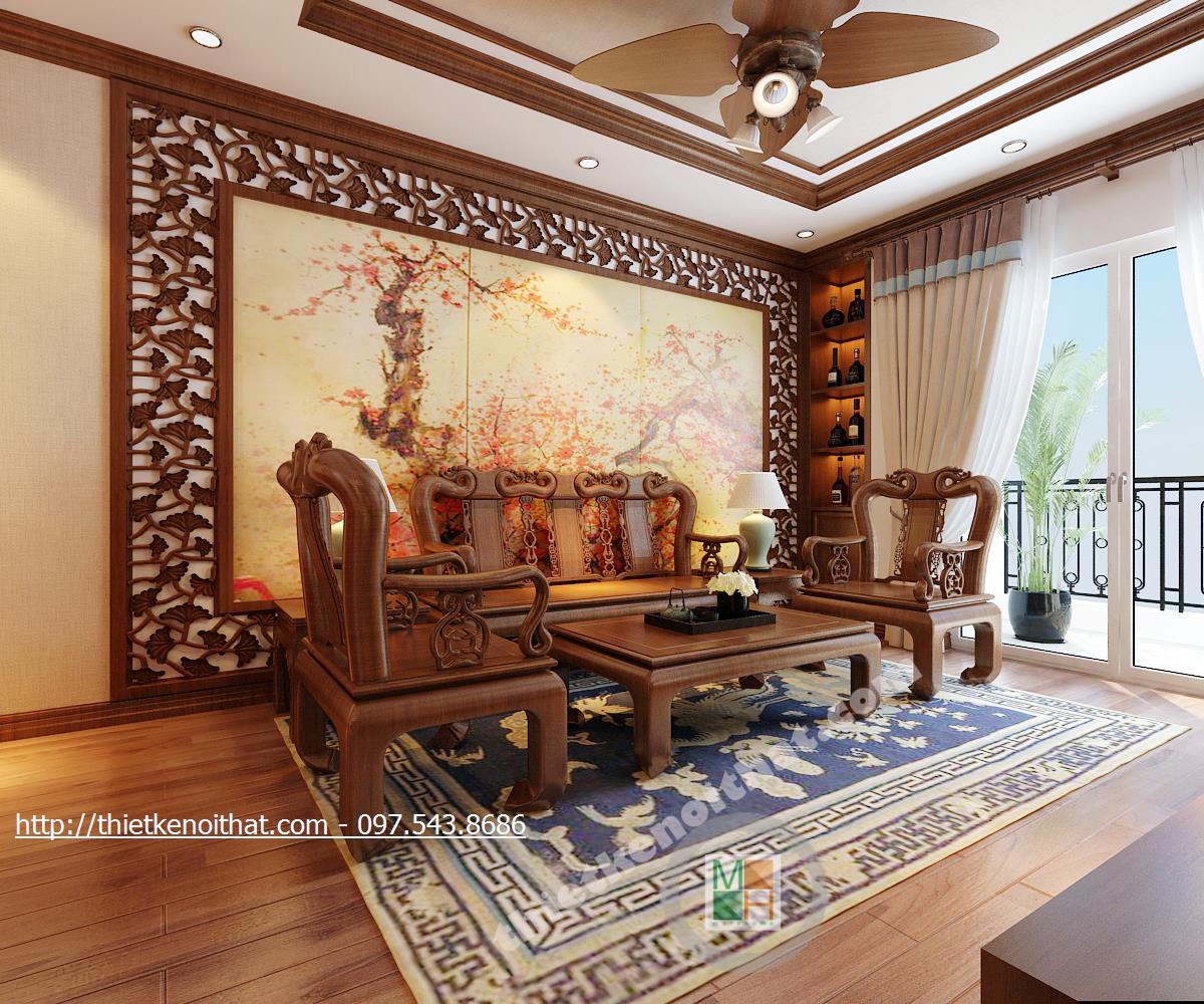  Thiết kế nội thất phòng khách chung cư Gỗ Việt Golden Palace Nam Từ Liêm phong cách tân cổ điển sang trọng