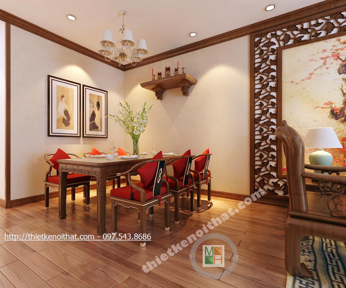  Thiết kế nội thất phòng ăn chung cư Gỗ Việt Golden Palace Nam Từ Liêm phong cách tân cổ điển sang trọng