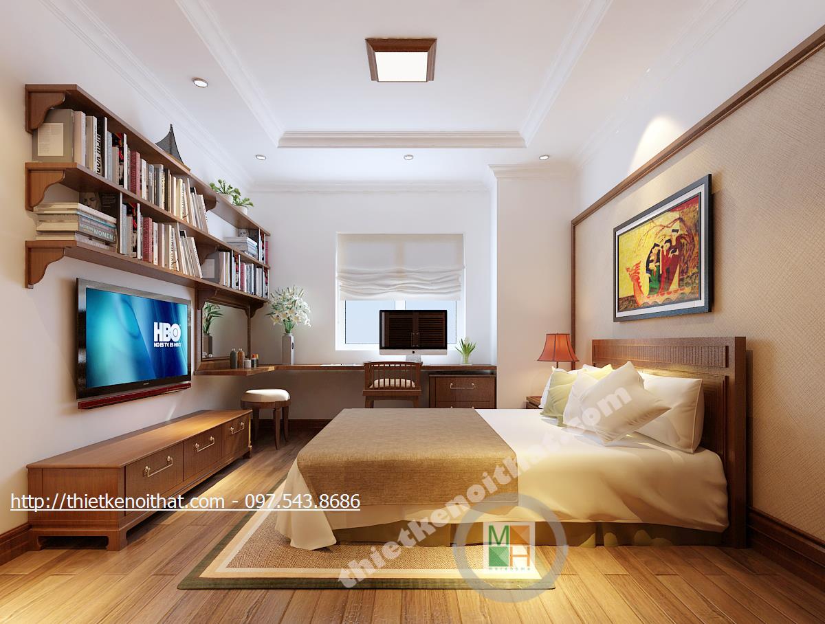 Thiết kế nội thất phòng ngủ chung cư Gỗ Việt Golden Palace Nam Từ Liêm phong cách tân cổ điển sang trọng