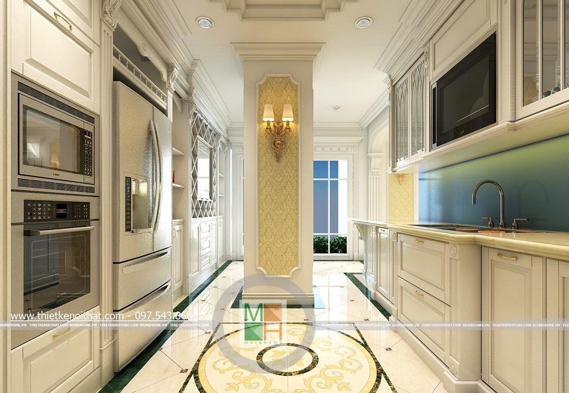Thiết kế nội thất phòng bếp chung cư Mandarin Garden - Căn hộ DUPLEX Hoàng Minh Giám Cầu Giấy Hà Nội