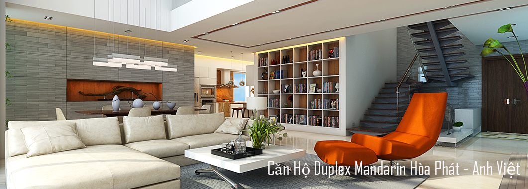 Thiết kế nội thất phòng khách chung cư Duplex Mandarin Garden Cầu Giấy Hà Nội
