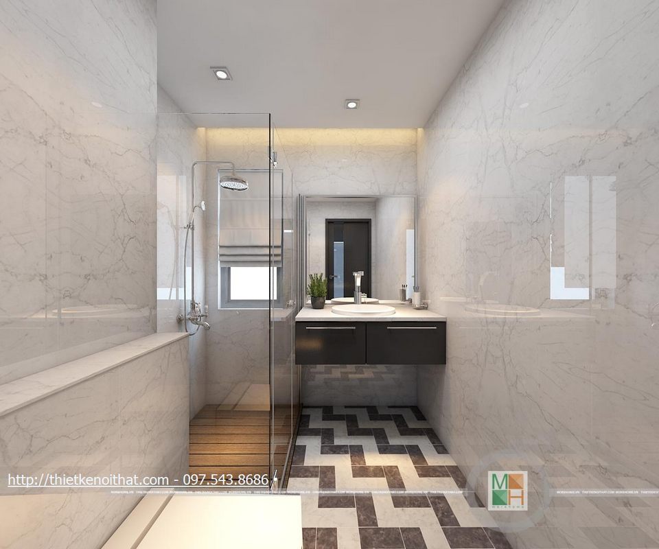 Thiết kế nội thất phòng tắm chung cư  Golden Palace Mễ Trì, Nam Từ Liêm, Hà Nội