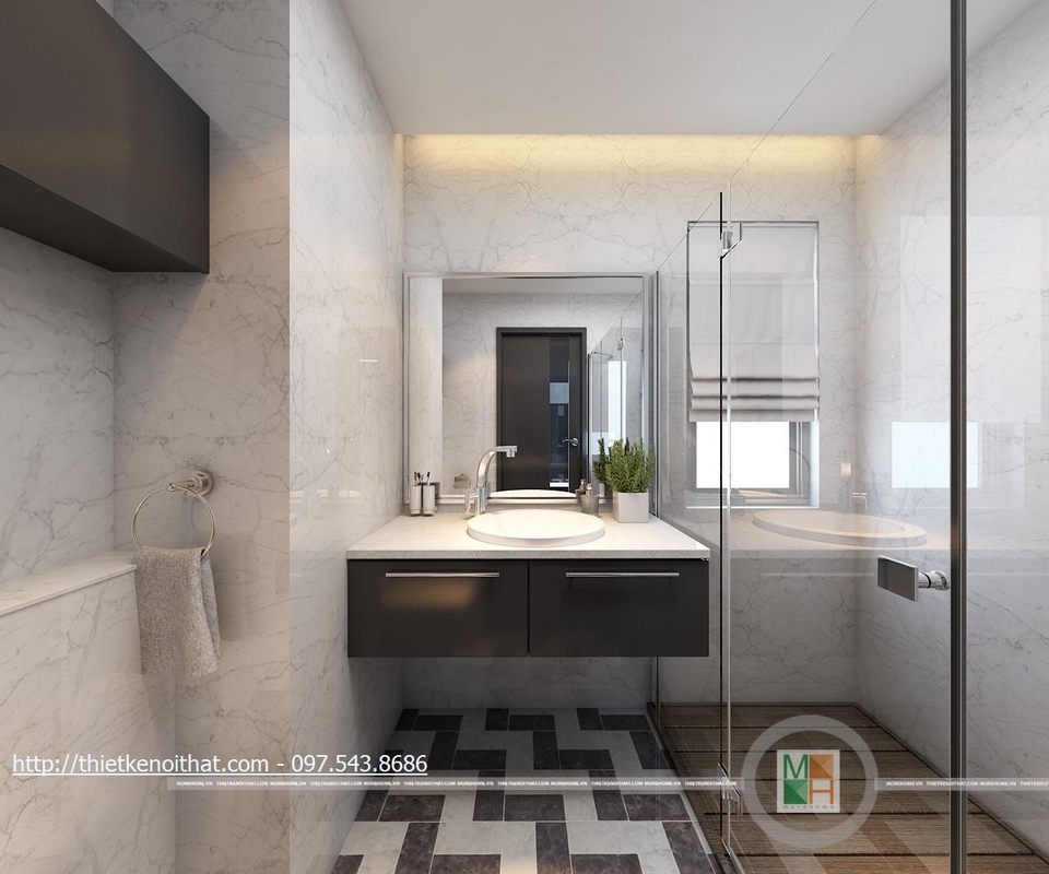 Thiết kế nội thất phòng tắm chung cư  Golden Palace Mễ Trì, Nam Từ Liêm, Hà Nội