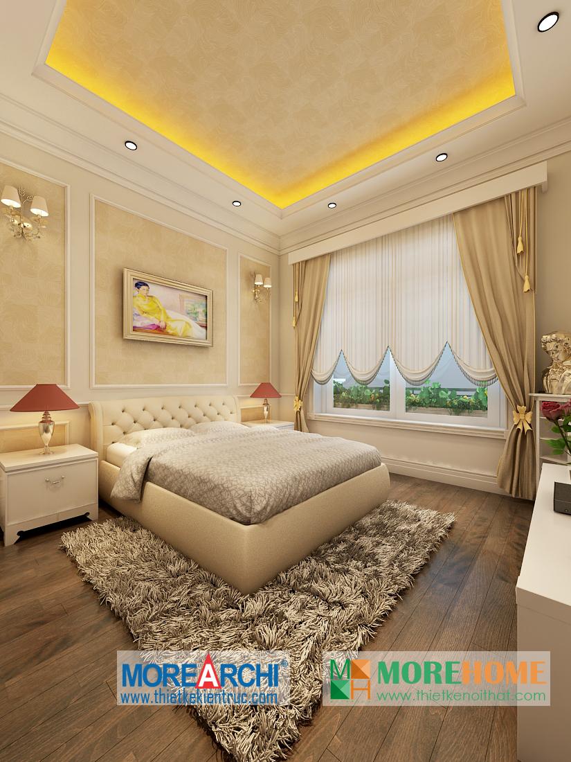 Thiết kế nội thất phòng ngủ biệt thự cao cấp cổ điển Mỹ Đình phong cách tân cổ điển