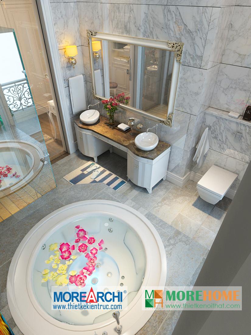 Thiết kế nội thất phòng tắm biệt thự cao cấp cổ điển Mỹ Đình phong cách tân cổ điển