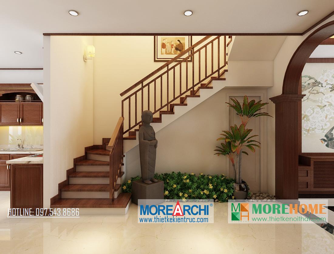 Thiết kế nội thất cầu thang biệt thự gỗ việt Nguyễn Chí Thanh Đống Đa Hà Nội phong cách hiện đại